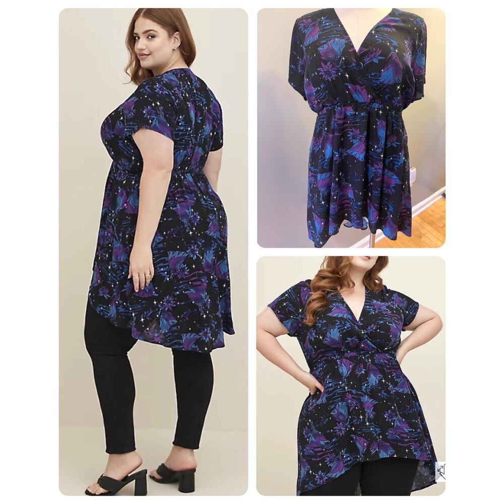 Torrid 0 (0X sz 12) Disney Princess and the Frog Stardust Surplice Babydoll Top